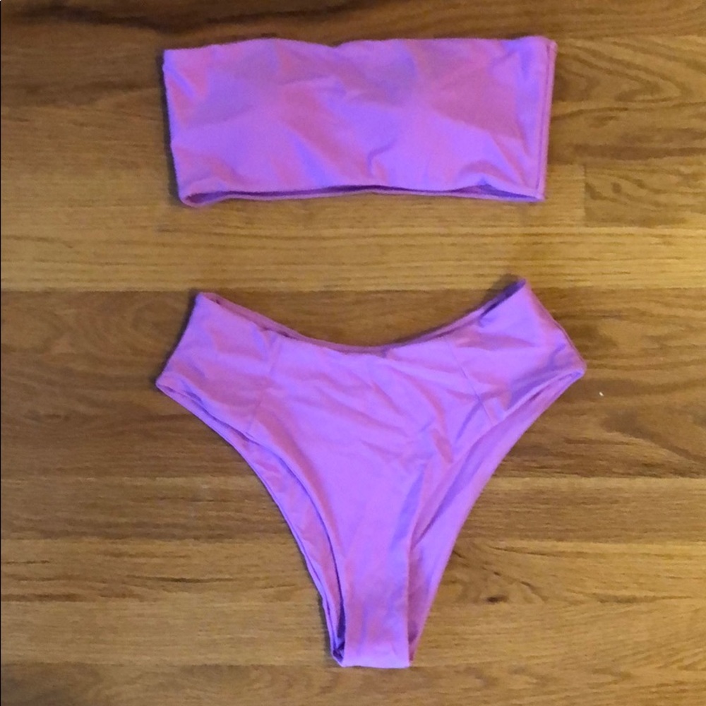 High waisted purple bathing suit